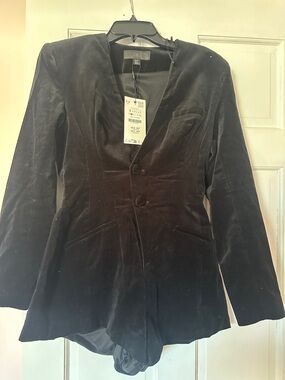 Zara Black Velvet romper